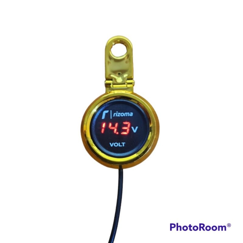 Voltmeter Aki Digital Bulat LED Plus Breket Dudukan Spion Volt Meter Aki Universal