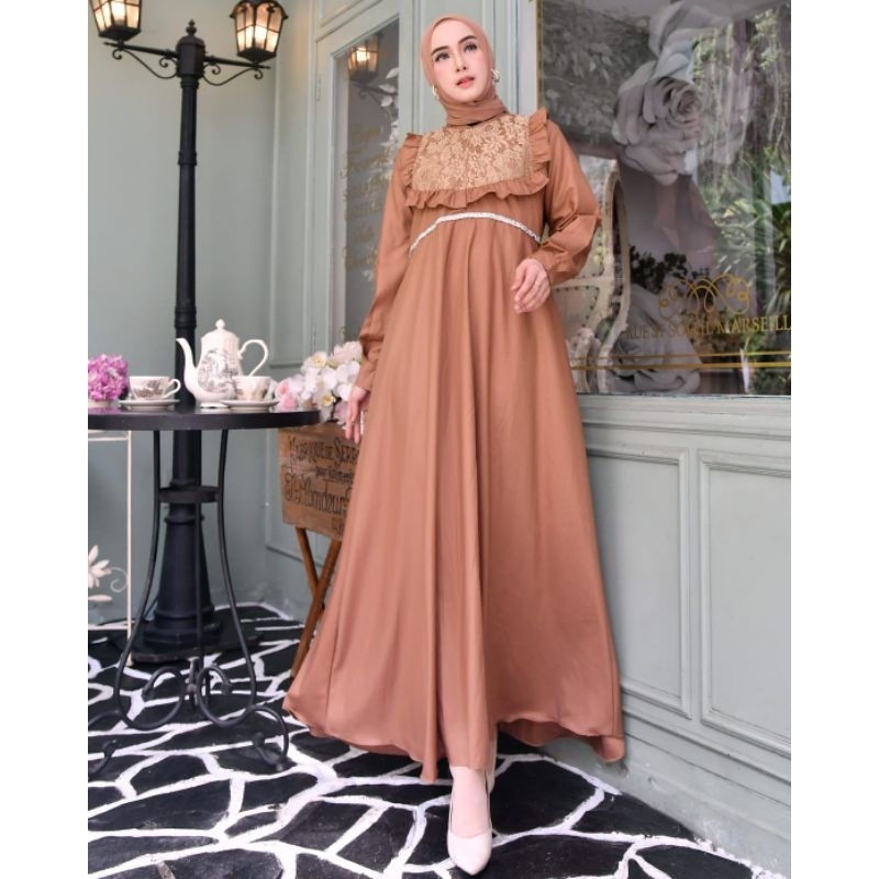 Gamis Eliza Katun Toyobo Mix Brukat Terbaru Wanita Dewasa Ukuran JUMBO Remaja Lebaran Seragam Harian