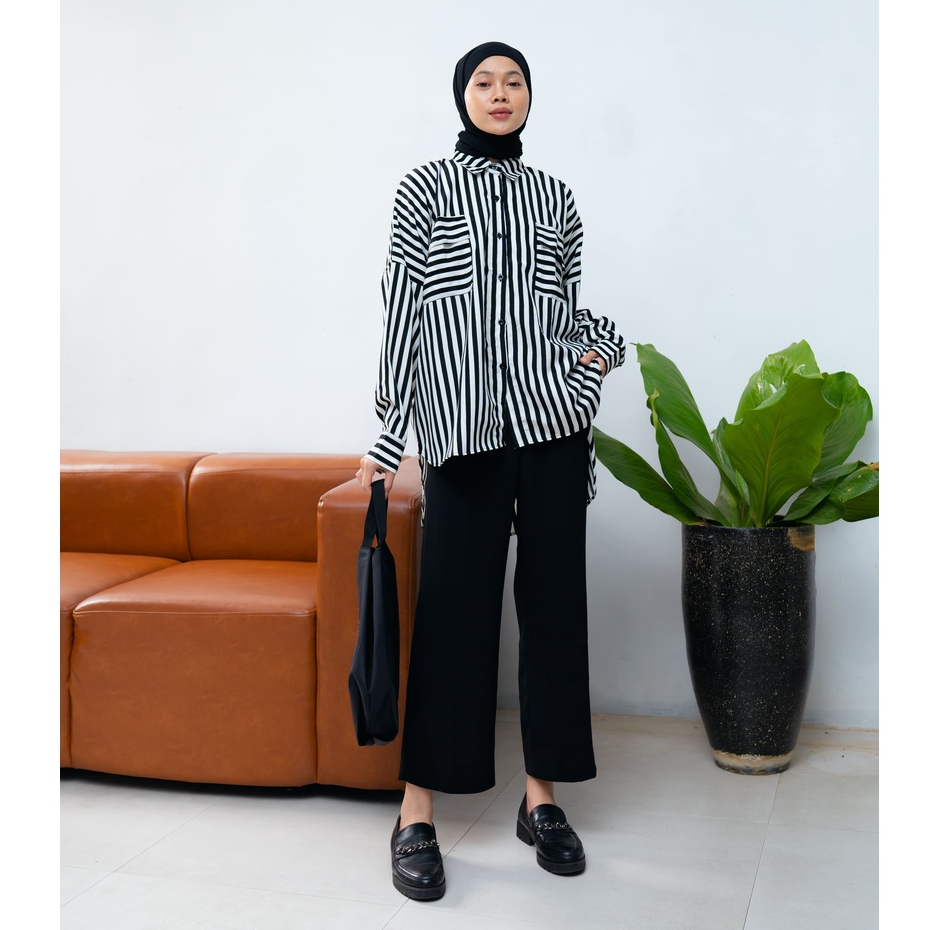 KEMEJA SALUR KATUN LYDIA DAILY LONG SHIRT OFFICE SHIRT PREMIUM B549 CO