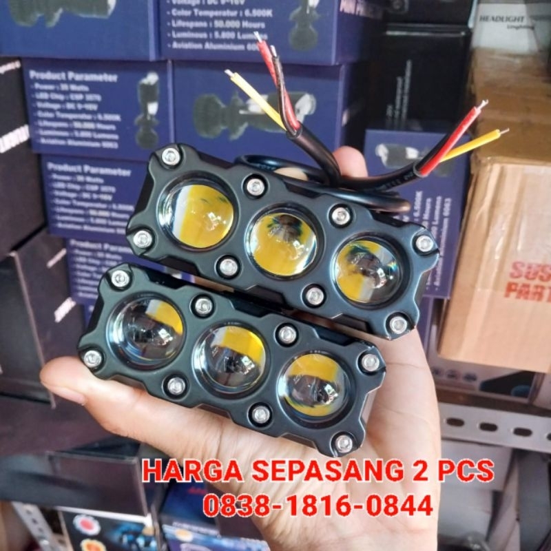 MINI PROJIE ORIGINAL LAMPU LED LASER SQL 2 MATA DAN 3 MATA FOGLAMP LED SUPERBRIGHT 60 WATT