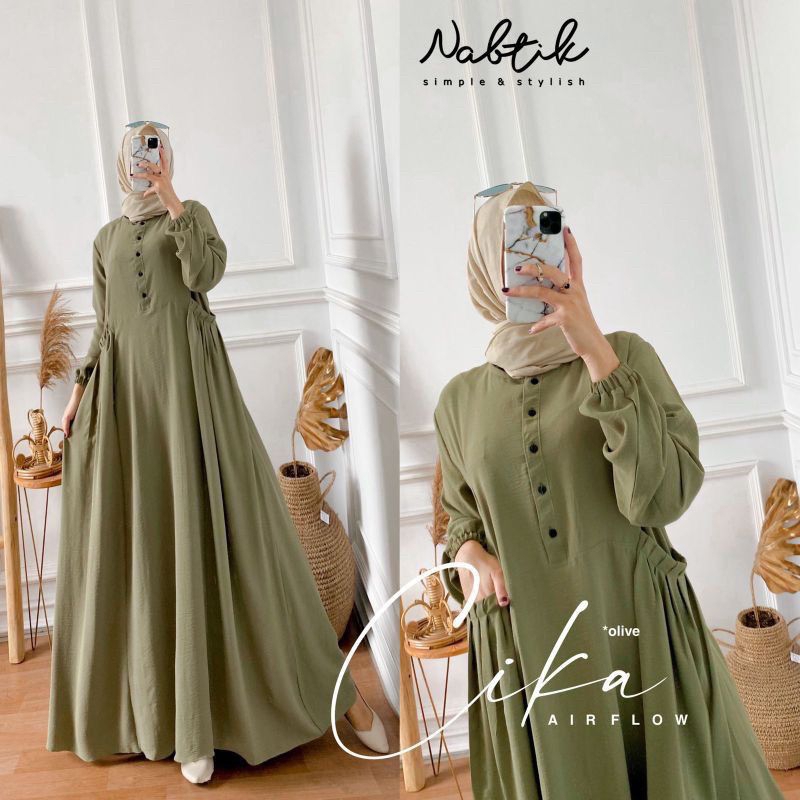 Gamis Cika Bahan Crinkle Airflow Premium