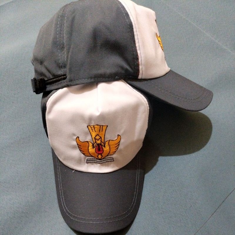 topi sekolah SMA putih abu kain famatex