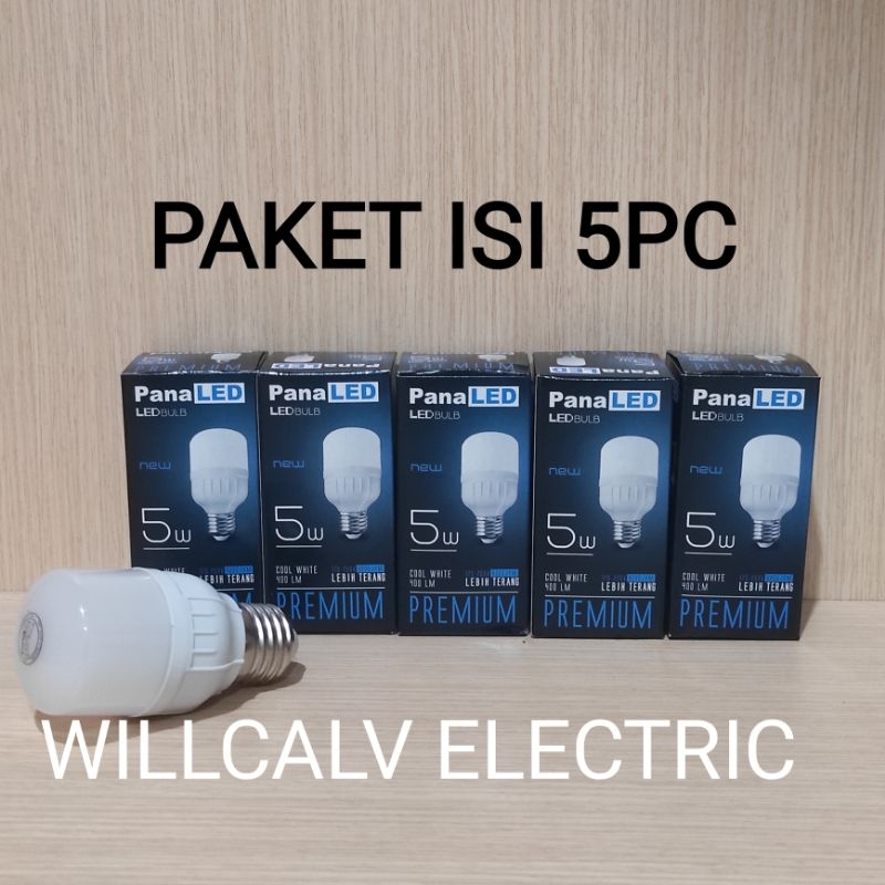 Paket 5 Pc Lampu led PANALED by LUBY 5W cahaya putih E27 / Lampu led kapsul 5W cahaya putih E27