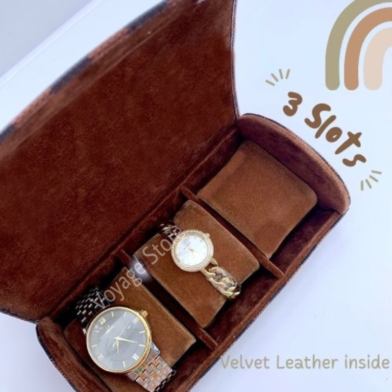 Premium watch box organizer Jam tangan single leather Suede kulit velvet kotak penyimpanan simpan Hard case polos LV Monogram plaid classic