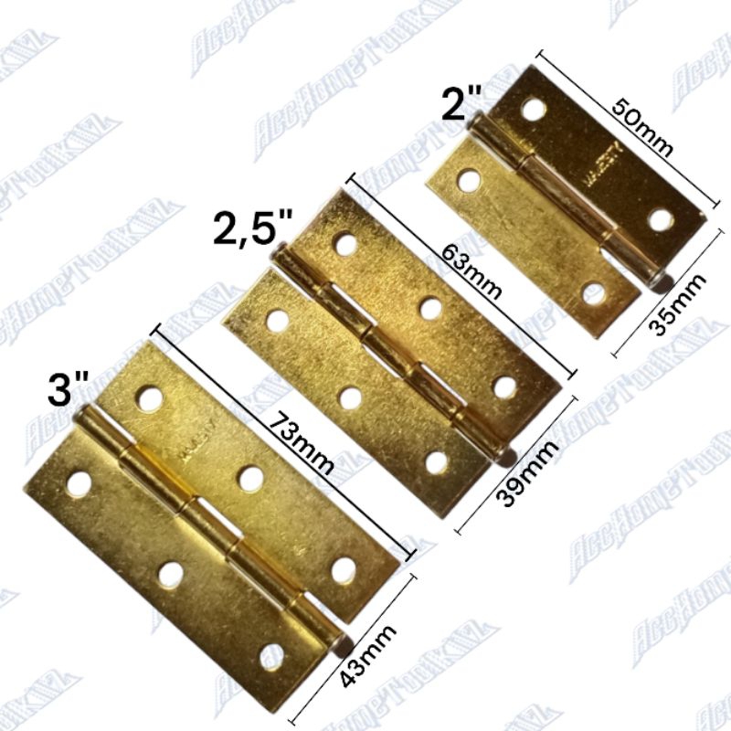 ENGSEL PINTU JENDELA LEMARI BESI KUNING GOLD MAJESTY TIPIS 2&quot; 2,5&quot; 3&quot;  PER KOTAK PINTU KAYU BESI ALUMINIUM