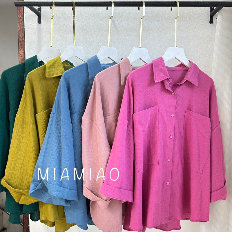 Kemeja Wanita Linen Oversize Olivia Shirt Linen Pocket