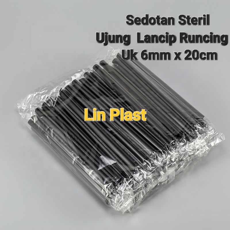 Sedotan 6mm x20cm Hitam Bungkus Plastik Per Pcs Steril Higienis