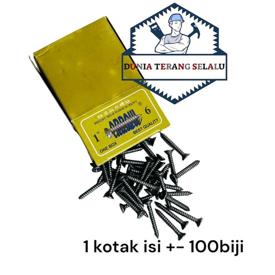 100pcs Skrup Kayu 1&quot; x 6 ARROW Kepala PLUS(+) - Paku Skrup + 1 Wood Screw 1in 1x6 1&quot;x6