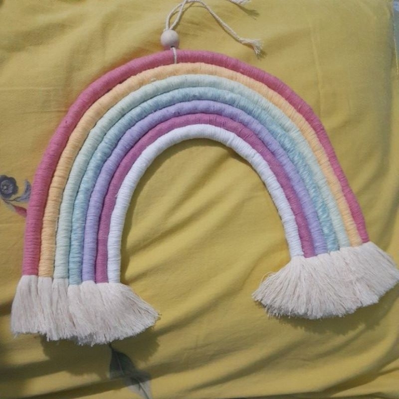Dekorasi pajangan pelangi macrame Rainbow | untuk pajangan dinding, kamar dll