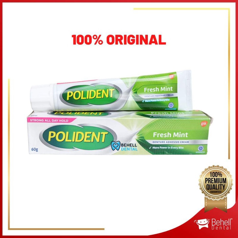 60gr POLIDENT KRIM PEREKAT GIGI TIRUAN - Lem Gigi Palsu Polident Cream Adhesive Fresh 60 gr 60gram 60 gram