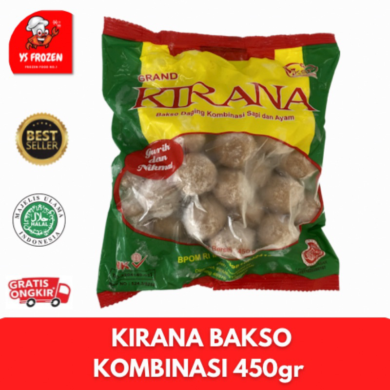 Kirana Bakso Daging Sapi & Ayam 450gr (isi 50pcs) / YS Frozen Food Palembang / Bakso Sapi Ayam Murah