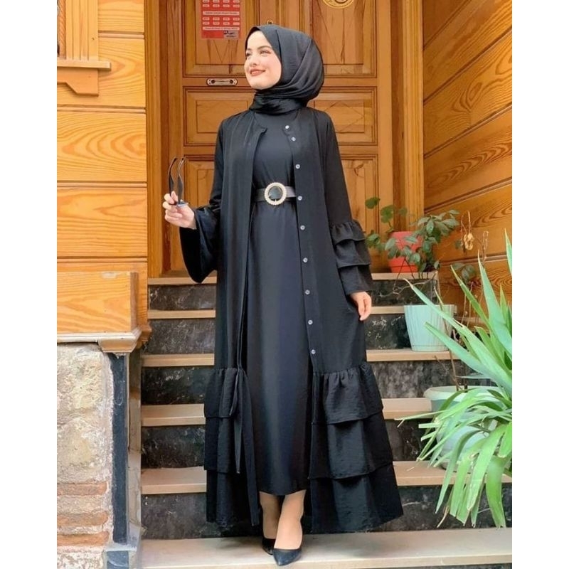 Felisa Gamis Elegant Terbaru/ Gamis Polos Crinkle/ Felisa Dres Maxy Crinkle Airflow/ Gamis Rempel Susun Kekinian