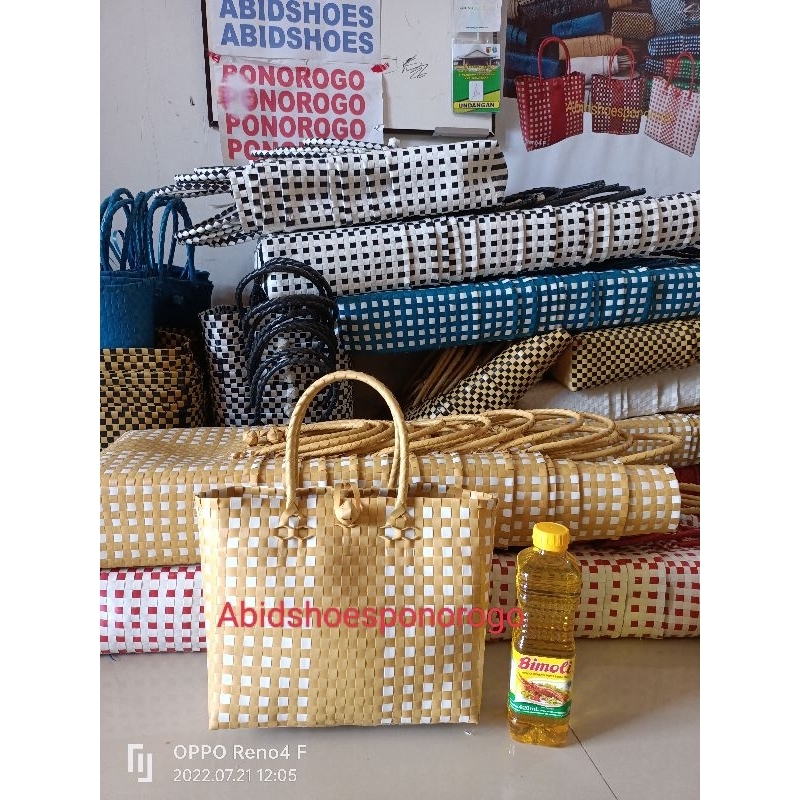 Tas anyaman plastik tas belanja parcel hampers souvenir 13x27
