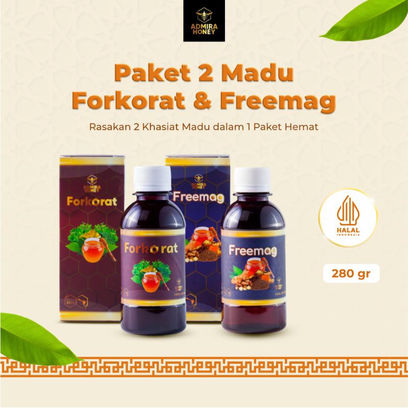 

Admira Honey Paket Hemat Forkorat & Freemag Madu Herbal Alami Obat Masalah Lambung, Gerd, Kolesterol, Asam Urat & Rematik Original
