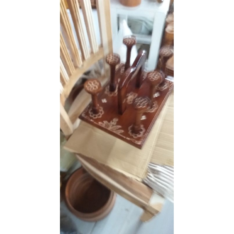 Rak gelas kayu jati isi 6