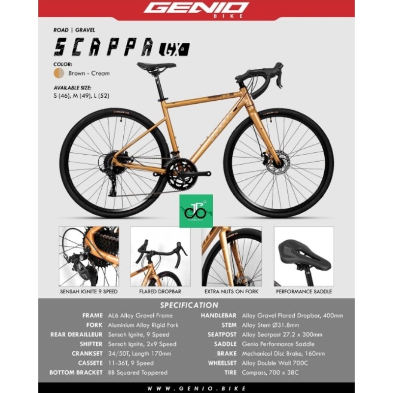 sepeda Balap Gravel Genio Scappa GX Alloy GEN2 TERBARU