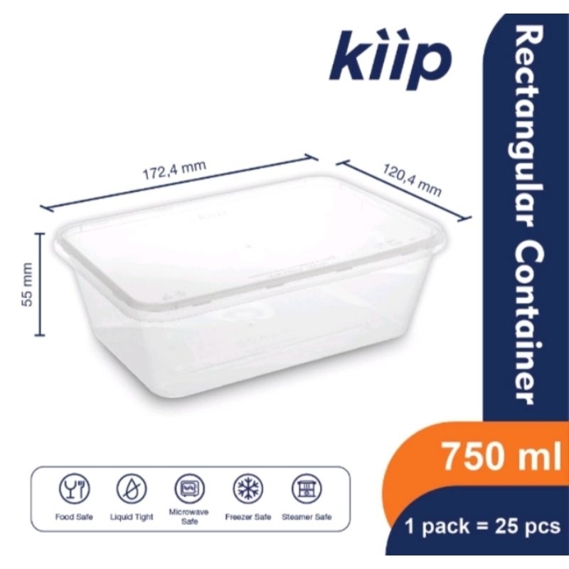thinwall KIIP rectangular persegi panjang 750 ml / kotak makan, food container, food preparation