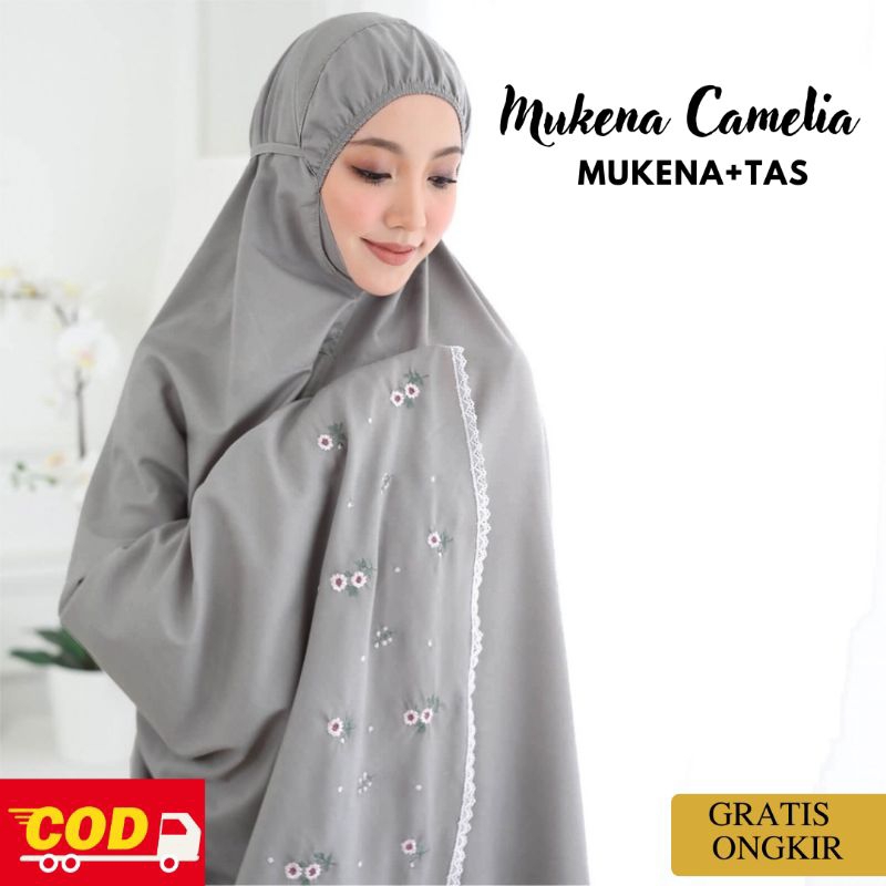 Mukena Bordir Dewasa Camelia Terusan Manual Premium khadijah Adem Jumbo Mukenah traveling Remaja Mod