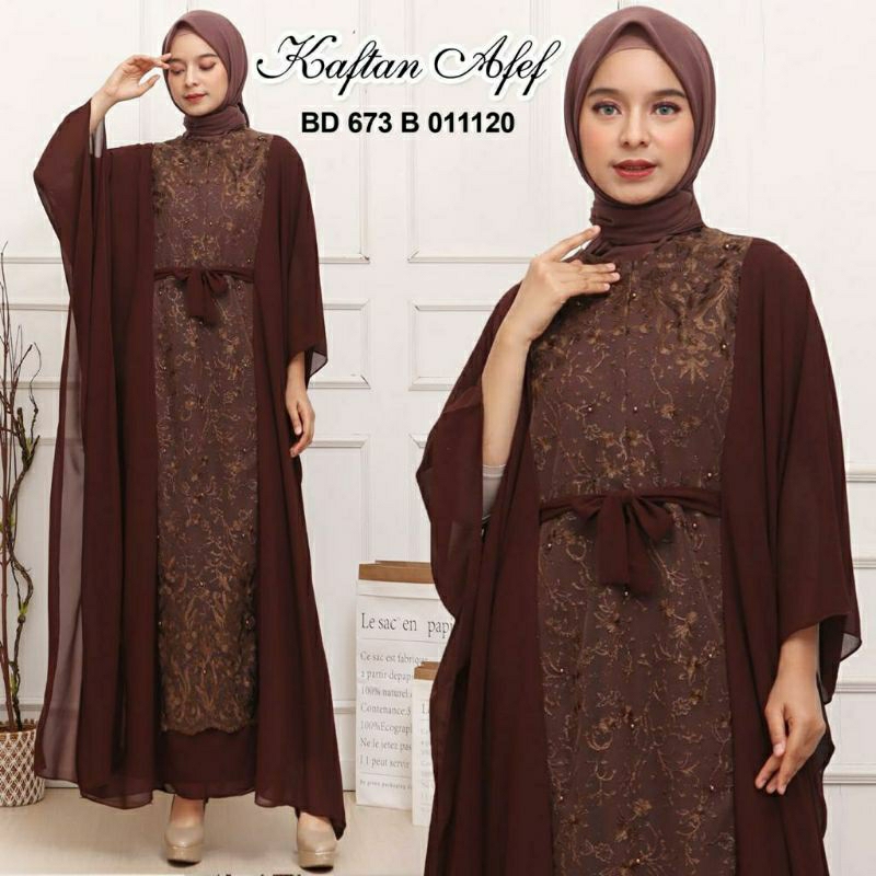 Kaftan Afef, KAFTAN LEBARAN JUMBO CANTIK MODIS FIT XXXXXL LD 170 BAHAN CERUTTY BABYDOLL MIX TILE BORDIR ZIPPER BUSUI TERMURAH TERLARIS OOTD