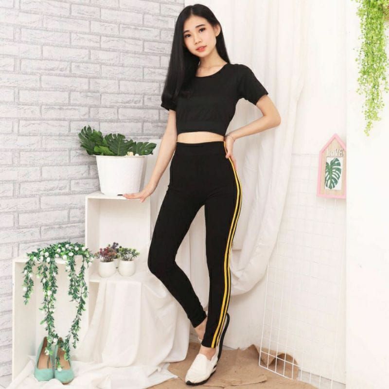 celana legging list wanita