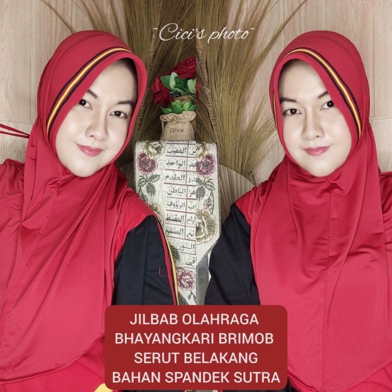 JILBAB OLAHRAGA BHAYANGKARI BRIMOB MERAH