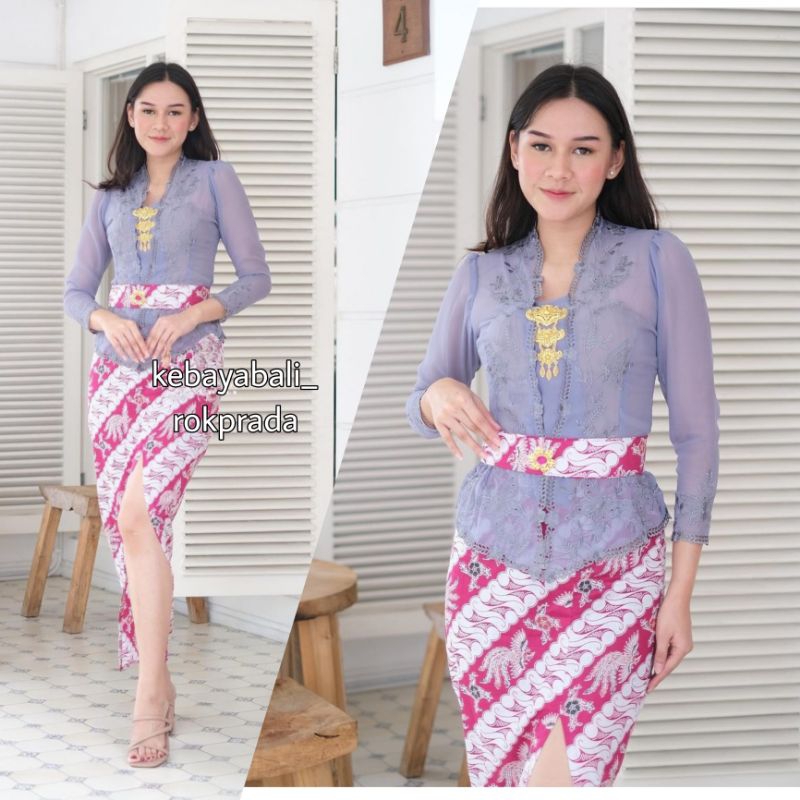 AMANDA SERIES SET KEBAYA KUTUBARU BORDIR TANGAN PANJANG KEBAYA ENCIM