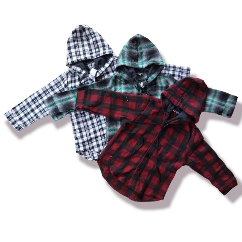 KEMEJA HOODIE ANAK FLANEL LAKI-LAKI 2-6 TAHUN