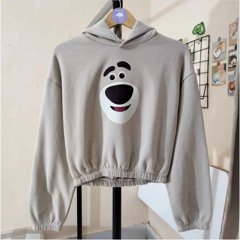 Hello Bear Sweater Crop Hoodie