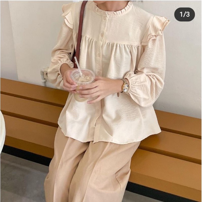 ZAHIRA BLOUSE CRINKLE / ATASAN WANITA RUFFLE KERAH PASTEL
