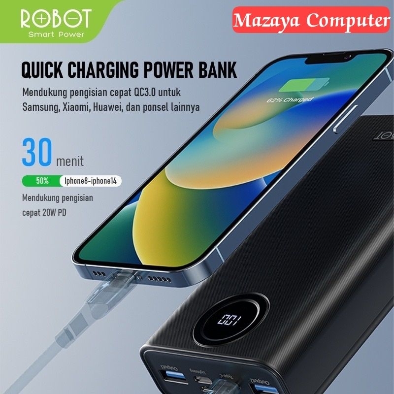Powerbank ROBOT 20000mAh 22.5W Quick Charger PD QC Fast Charging RT23