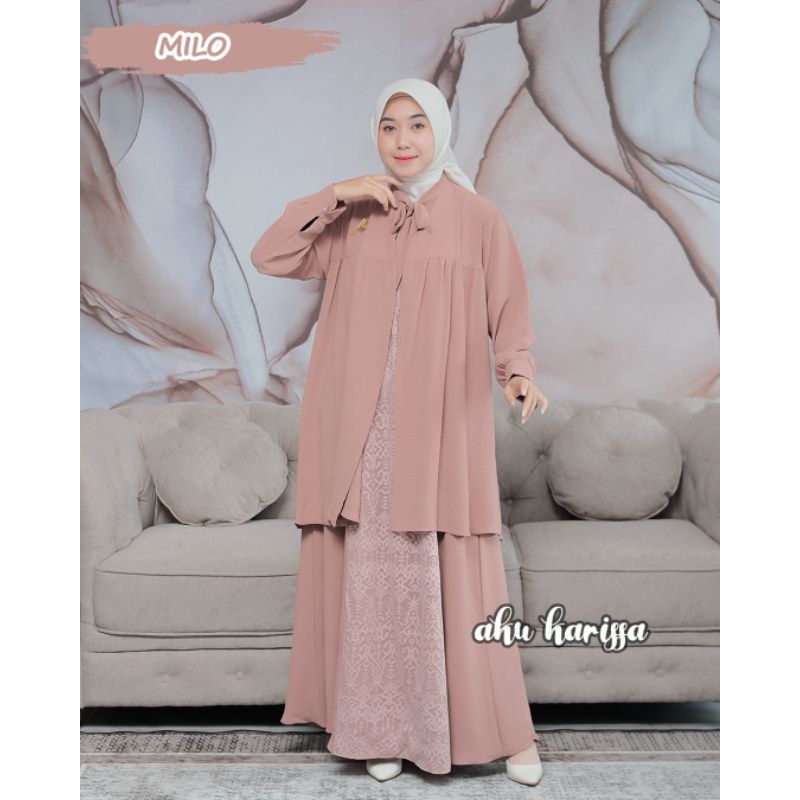 NIVA OUTER ORI AKU KARISSA DRESS KEKINIAN BAHAN CRINGKLE KOMBINASI BRUKAT MALIKA