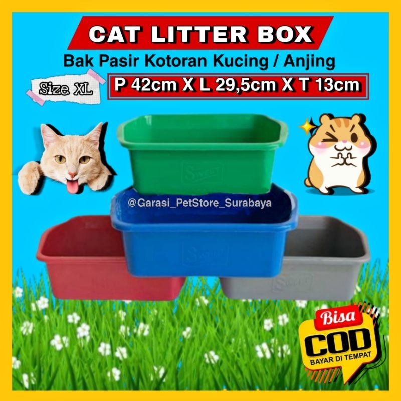 GPSS- CAT LITTER BOX Bak Pasir Kucing Anjing Toilet Hewan Tempat Kotoran Kucing Anjing Box Pasir Kucing Baskom Plastik Tempat Pasir Kucing Tempat Pasir Anjing Tempat Kotoran Anjing Toilet Kucing Toilet Anjing Toilet Kelinci Penghilang Bau Kotoran Kucing