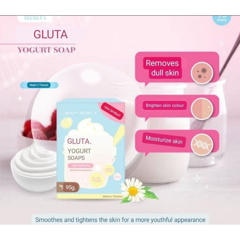 Gluta Yoghurt Soap Sabun Acne Pemutih Wajah Badan Import 100% Original