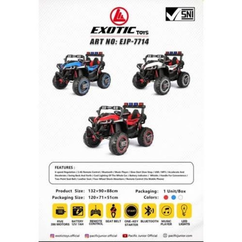 Mobil Listrik Aki Jeep Remote Charger Pasific Exotic Ejp-7714 Ejp 7714