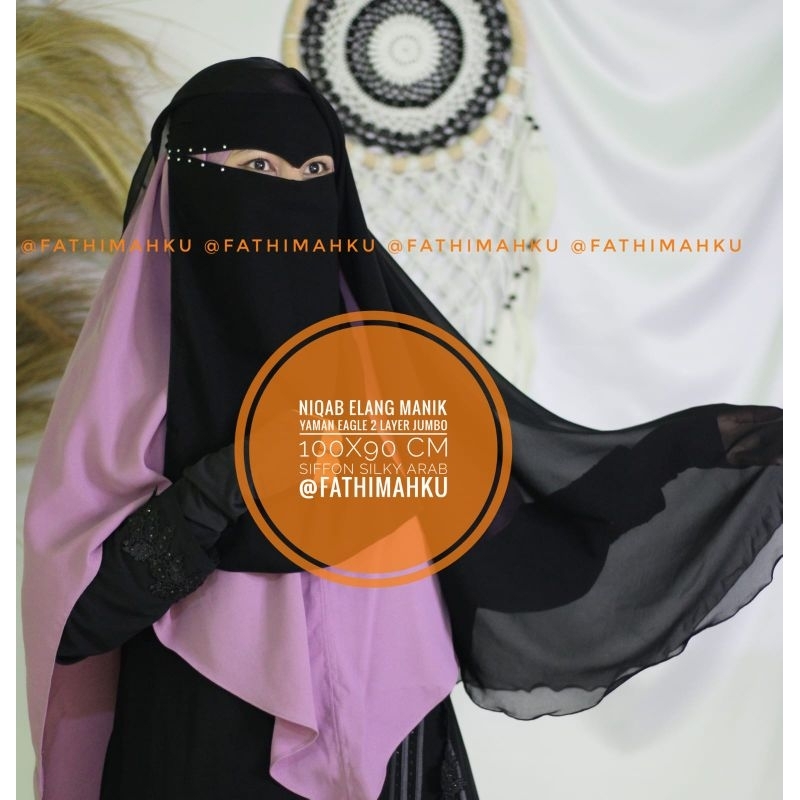Niqab Yaman 2 Layer Elang Manik/Niqob Elang Manik Couple Sifon Silky Termurah