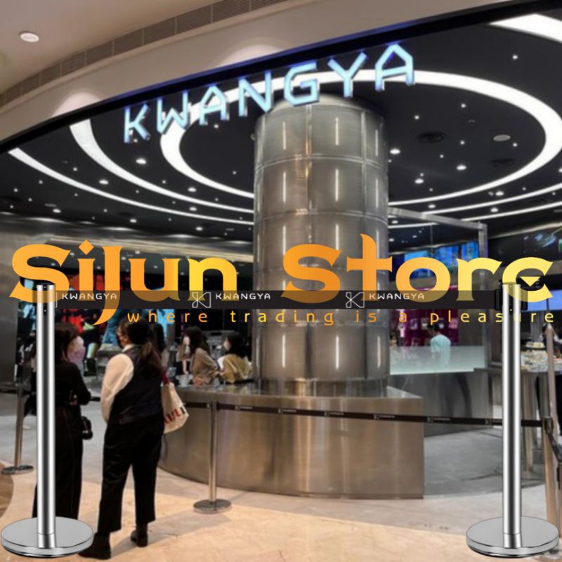 Q Line Tiang Antrian Premium 3 Meter Dengan Custom Logo SiJun Store Queue Line Standing Barrier
