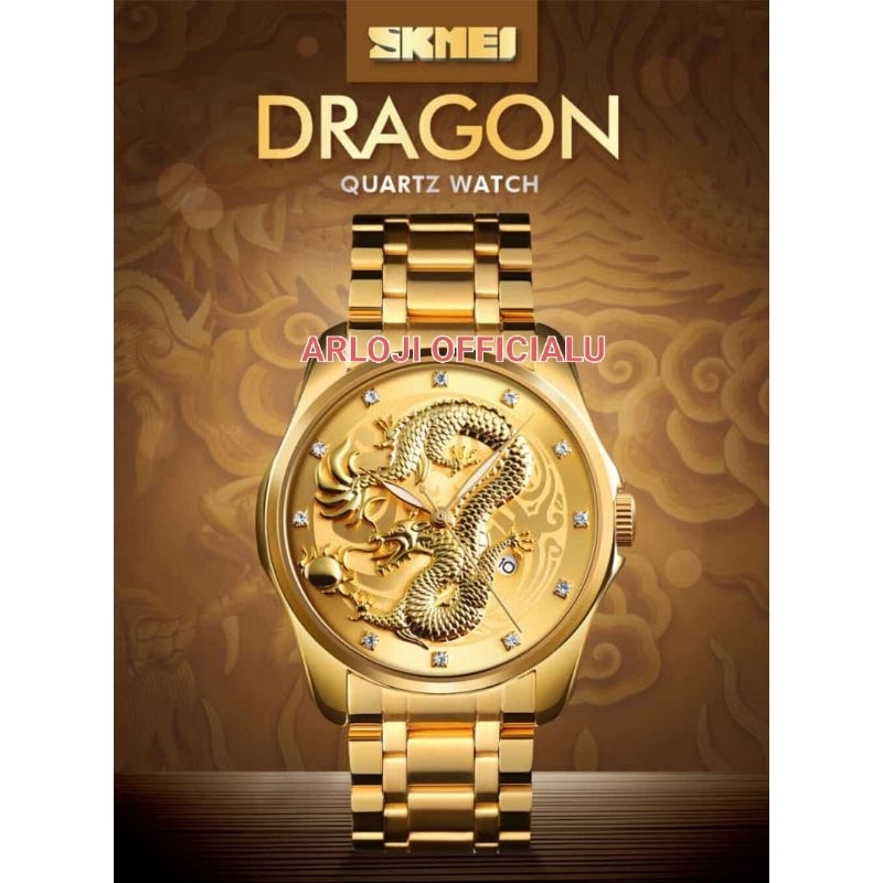 Jam tangan relief Naga diamond tanggal aktif water resist