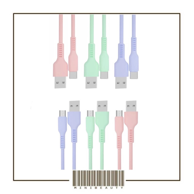 kabel data charger macaron micro USB type C cable transmission bentuk bulat kabel casan fast charging for handphone smartphone