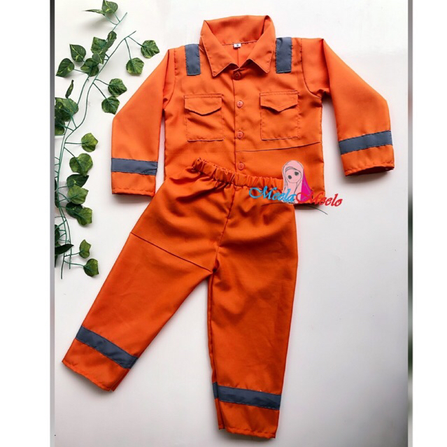 Kostum Photoshoot Wearpack Newborn Seragam Safety Listrik Pintar PLN BUMN Setelan Perusahaan Listrik Negara