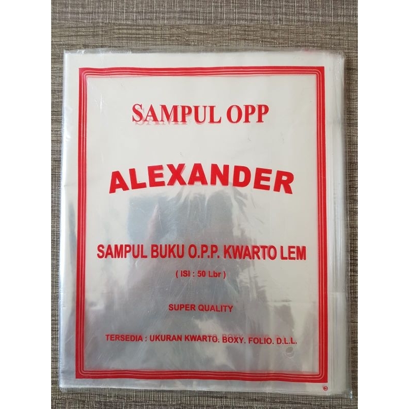 

SAMPUL BUKU OPP KWARTO ALEXANDER TRANSPARAN PAKAI LEM 1 LEMBAR MURAH GROSIR