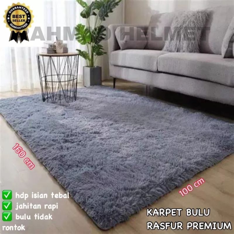 Karpet bulu rasfur uk 103x160 tebal 5.5cm busa bisa dicuci ada resleting