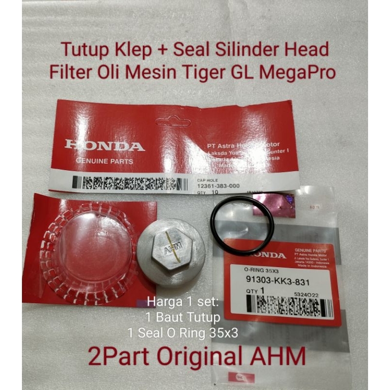Baut Tutup + Seal  Klep Silinder Head Filter Oli Mesin Tiger GL MegaPro Ori AHM