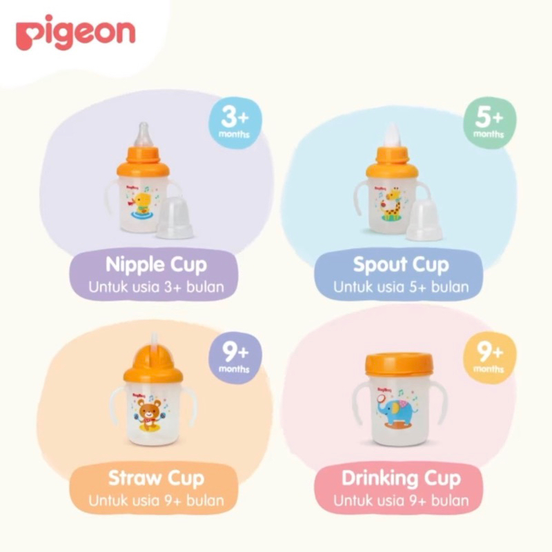 PIGEON Magmag Mag-Mag All In One Set Gelas Botol Minum Anak Bayi Feeding Training Straw Cup System 1 Set Step 1 2 3 4 Spout