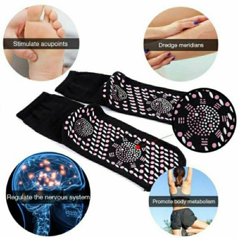 Kaos Kaki Foot Theraphy Socks Magnetic Heating Tourmaline