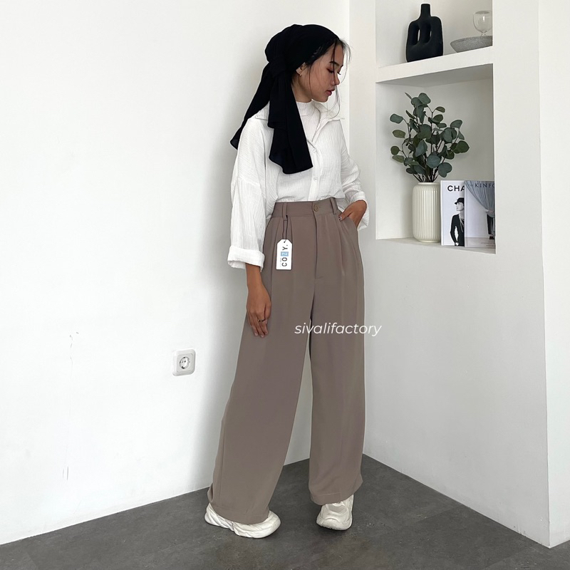 SIVALI Loose Pants 332 PETITE SIZE - Celana Kulot Polyester Anti Kusut - Trousers Kantor Formal / Casual