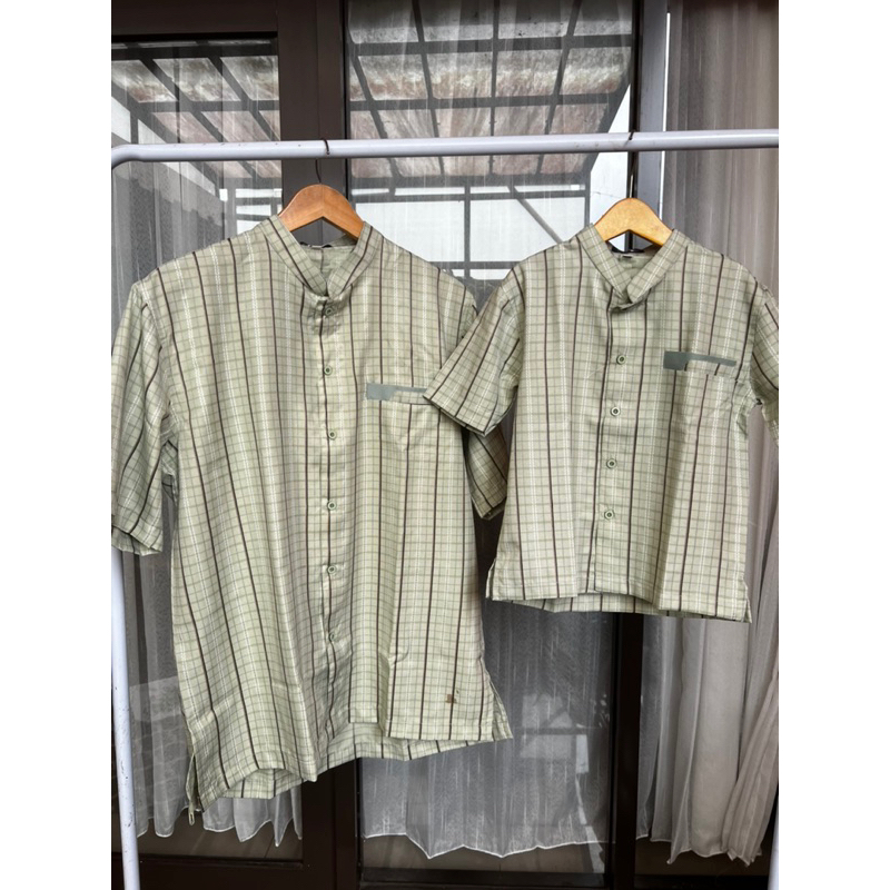 Koko Couple ayah anak Greentea Sage / Soft Green Motif Salur