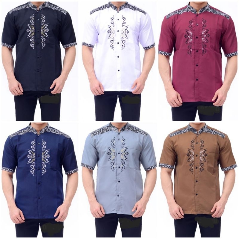 Koko Batik Fashion Muslim Kombinasi C07 Al Haramain Hijau M/L/XL Dewasa