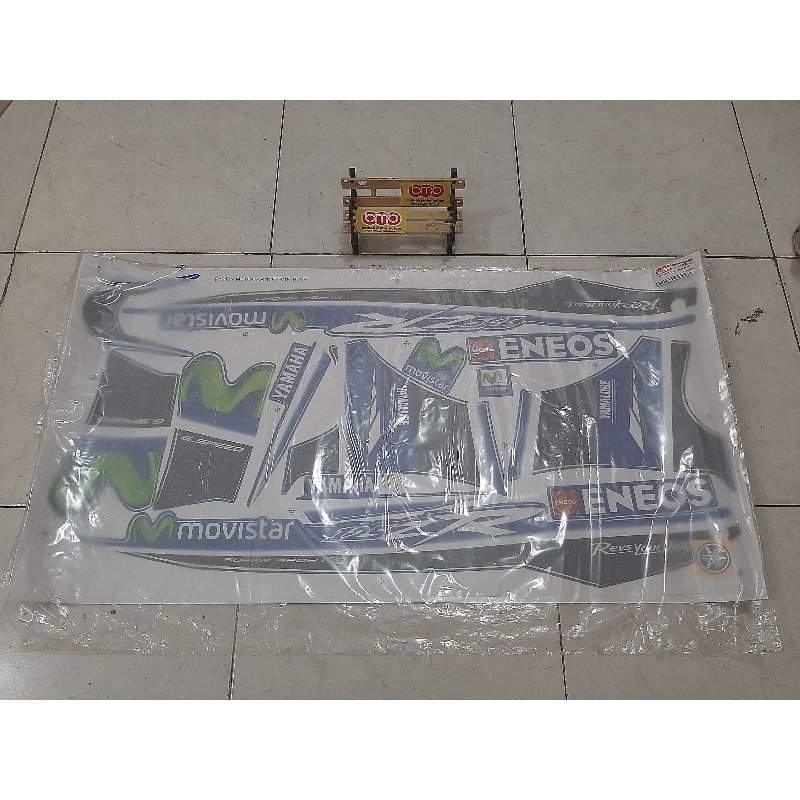 Yamaha 125 ZR stripping stiker sticker biru movistar merk Moritaka