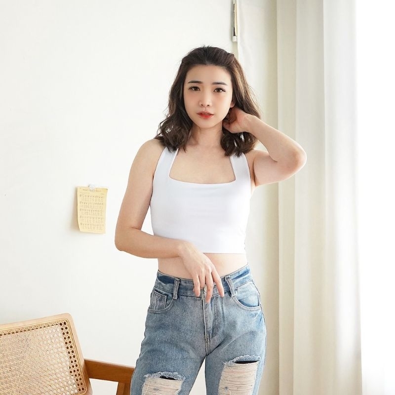 BELLE HALTER TOP Tanktop Korea Crop Top Korean Halter Tank Top