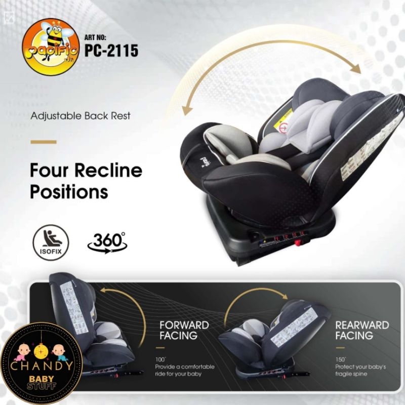 CARSEAT ANAK PACIFIC PC 2115 ROTATE 360° BISA NEW BORN SAMPAI 12 TAHUN PC 2115